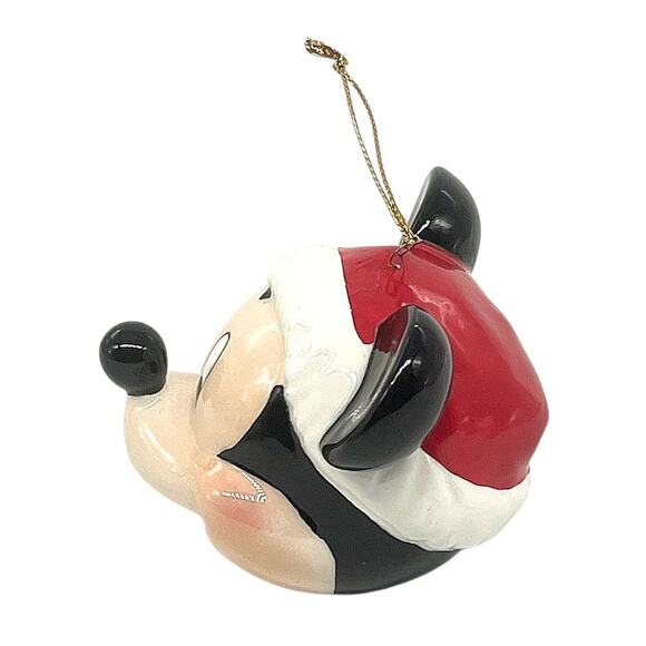 Disney Mickey Mouse Head Ceramic Santa Hat Christmas Ornament 3"x3" CL59 - Picture 4 of 5